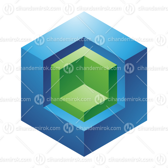 Blue and Green Embossed Cube Logo Icon - Bundle No: 011