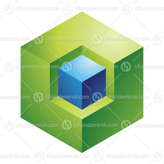 Green and Blue Cube Logo Icon - Bundle No: 013