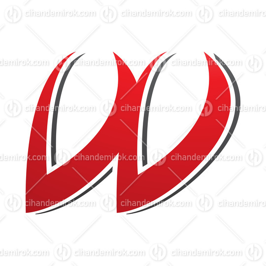 Red and Black Spiky Italic Shaped Letter W Icon