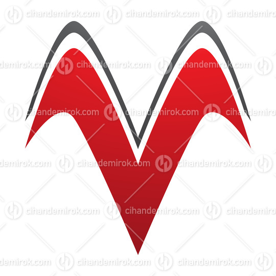 Red and Black Wing Shaped Letter V Icon