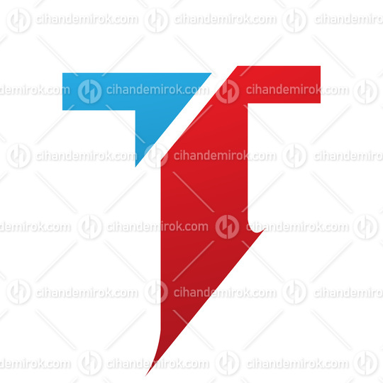 Red and Blue Split Shaped Letter T Icon
