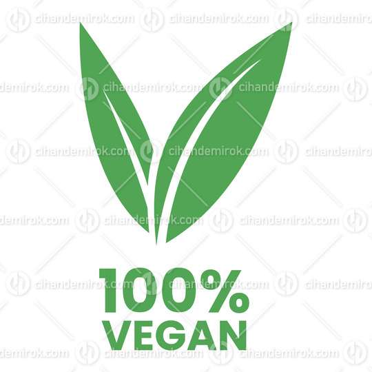 %100 Vegan Icon with Green Leaves