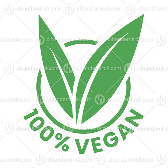 %100 Vegan Round Icon with Green Leaves - Icon 8