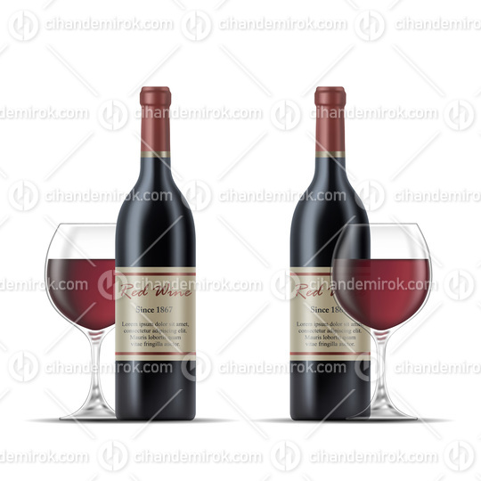 2 Bottles of Red Wine and Wine Glasses