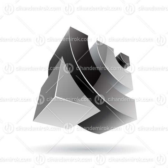 3d Abstract Glossy Metallic Logo Icon of Black and Grey Wifi Shape