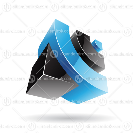 3d Abstract Glossy Metallic Logo Icon of Blue and Black Wifi Shape