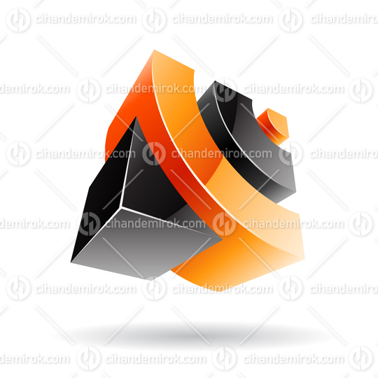 3d Abstract Glossy Metallic Logo Icon of Orange and Black Wifi Shape