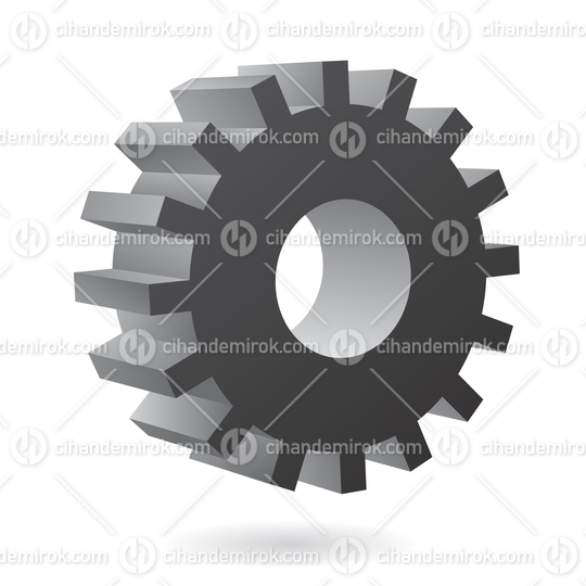 3d Black Cog or Gear Icon