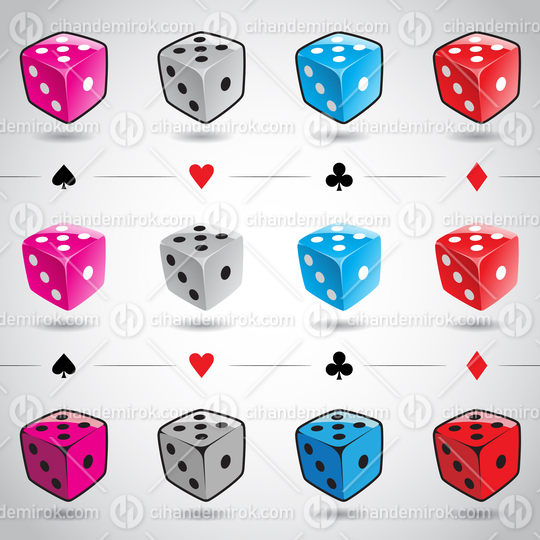 3d Colorful Glossy Dices and Card Suits