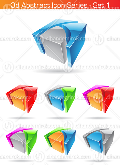 3d Cubical Metallic Glossy Abstract Icons