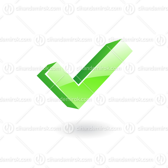 3d Glossy Green Tick Mark or Ok Sign