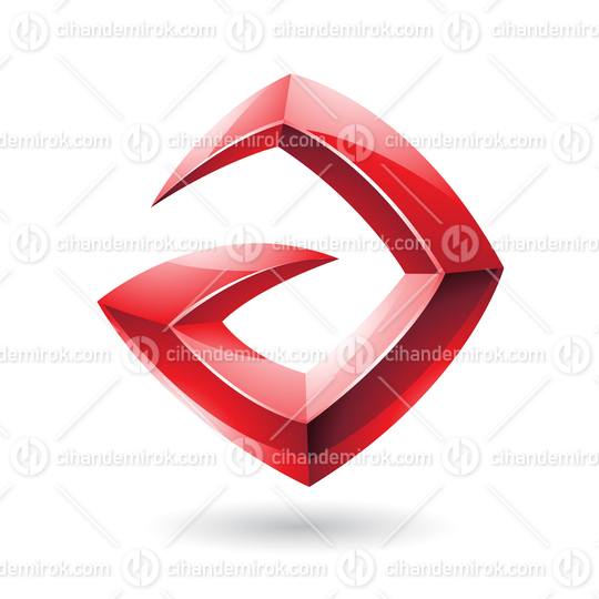 3d Glossy Red Logo Shape of Letter A with Sharp Ends
