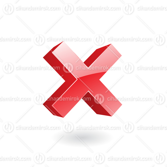 3d Glossy Red X, Cross or Error Sign