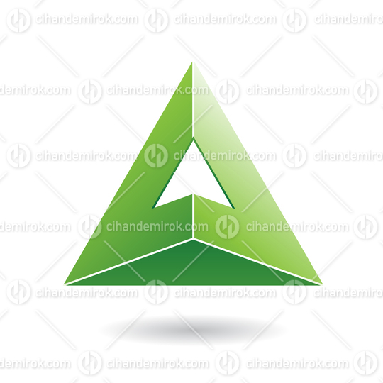 3d Green Abstract Pyramid Shaped Icon of Letter A