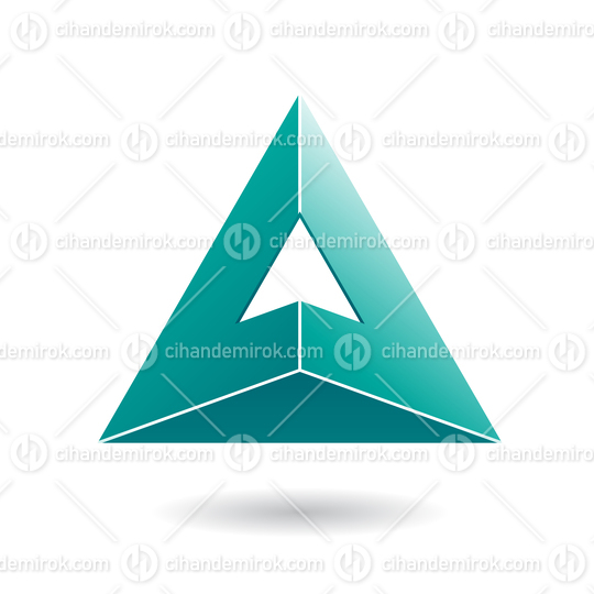 3d Persian Green Abstract Pyramid Shaped Icon of Letter A
