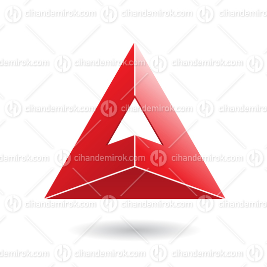 3d Red Abstract Pyramid Shaped Icon of Letter A