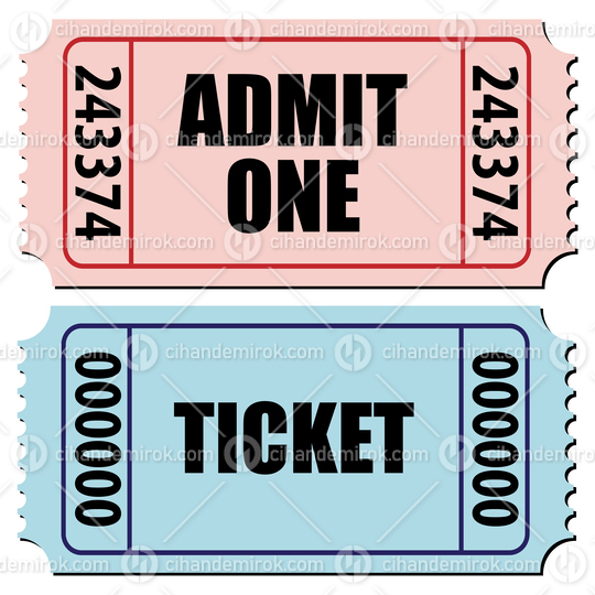 A Pair of Tickets with Admit One Text