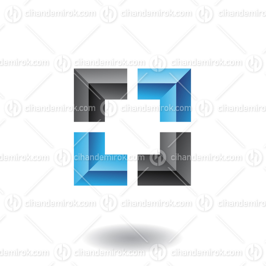 Abstract Black and Blue Embossed Square Frame Logo Icon