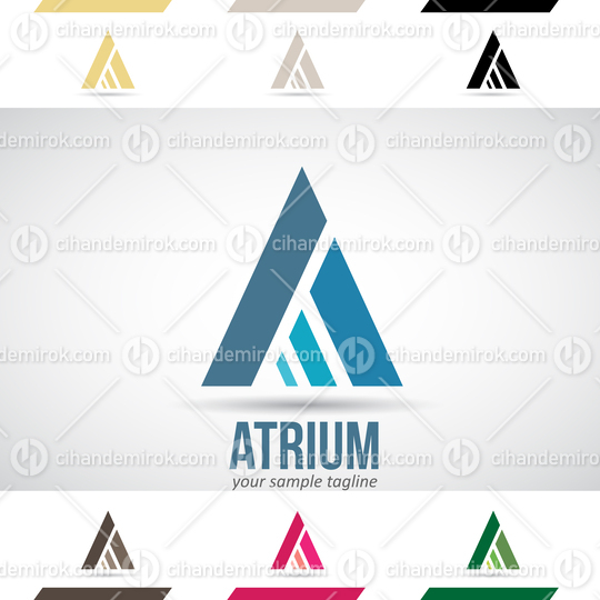 Abstract Blue Logo Icon of Letter A with Diagonal Rectangles
