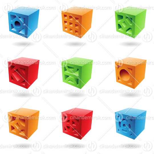 Abstract Colorful Brick Cubes