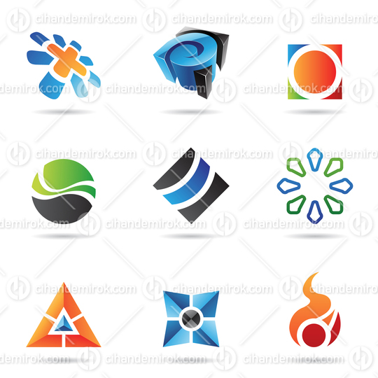 Abstract Colorful Various Geometrical Icon Set