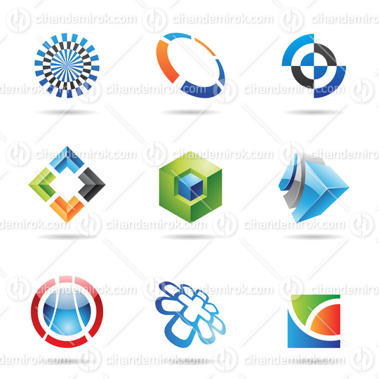 Abstract Geometrical Various Colorful Icon Set