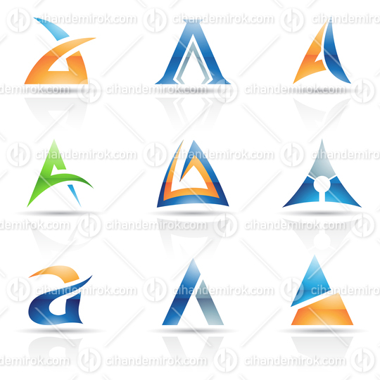 Abstract Glossy Icons Based on the Letter A