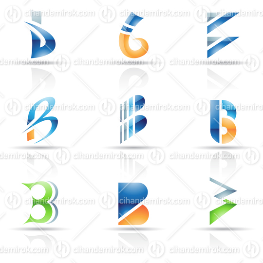 Abstract Glossy Icons Based on the Letter B