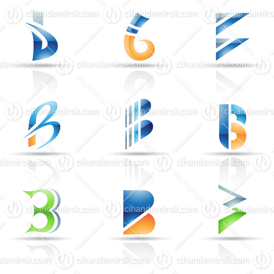 Abstract Glossy Icons Based on the Letter B