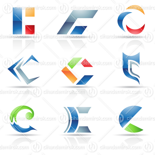 Abstract Glossy Icons Based on the Letter C