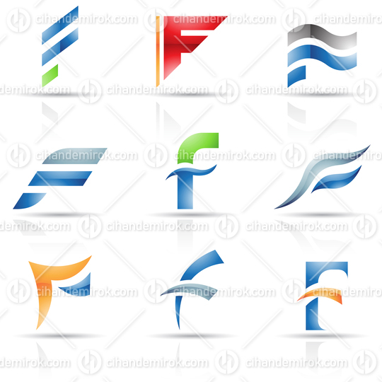 Abstract Glossy Icons Based on the Letter F