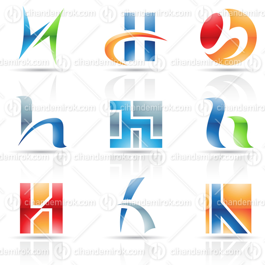 Abstract Glossy Icons Based on the Letter H