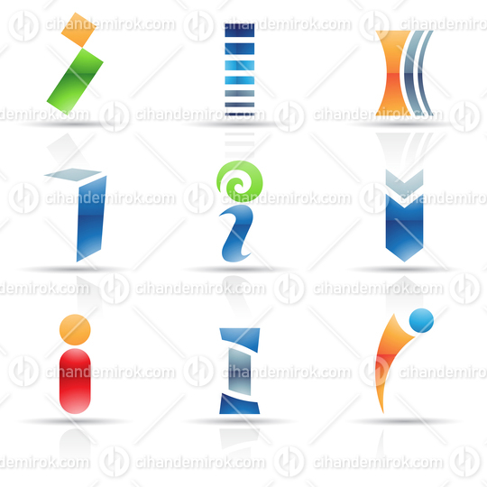 Abstract Glossy Icons Based on the Letter I