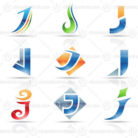 Abstract Glossy Icons Based on the Letter J