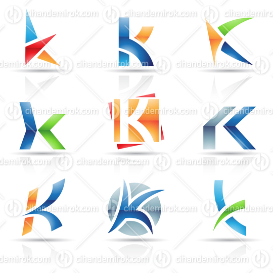 Abstract Glossy Icons Based on the Letter K