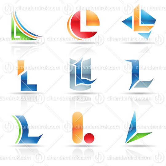 Abstract Glossy Icons Based on the Letter L