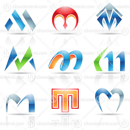 Abstract Glossy Icons Based on the Letter M