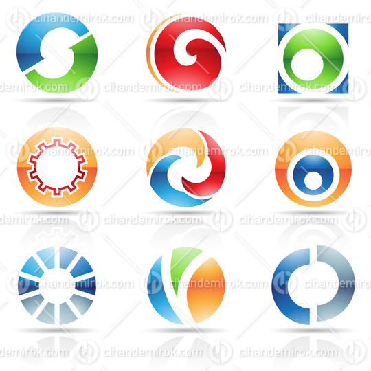Abstract Glossy Icons Based on the Letter O