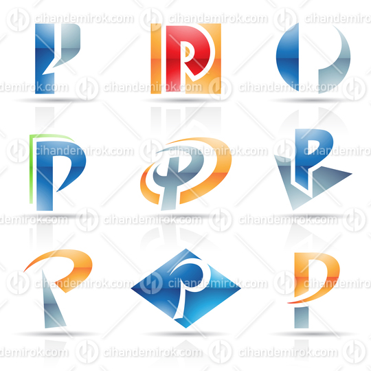 Abstract Glossy Icons Based on the Letter P