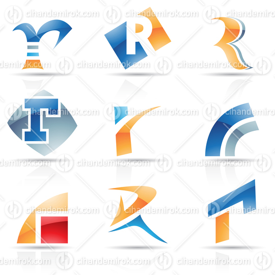 Abstract Glossy Icons Based on the Letter R