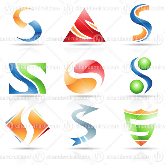 Abstract Glossy Icons Based on the Letter S 