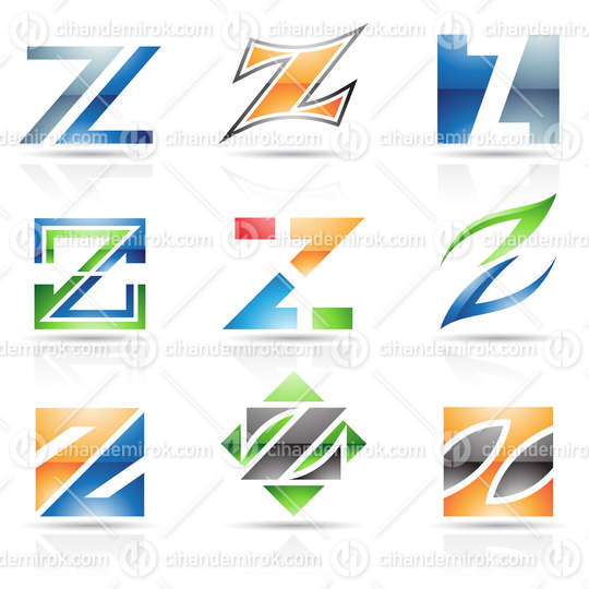 Abstract Glossy Icons Based on the Letter Z