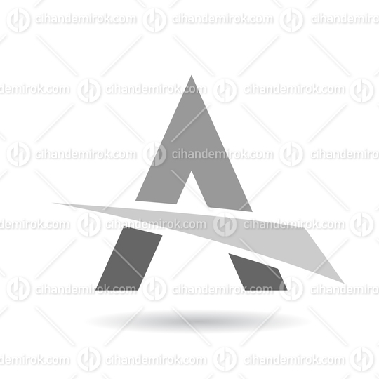 Abstract Grey Icon of Letter A with a Cutting Triangle