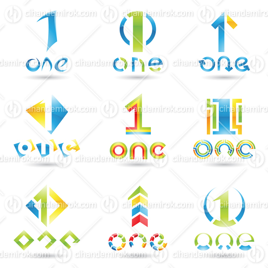 Abstract Icons for Number 1