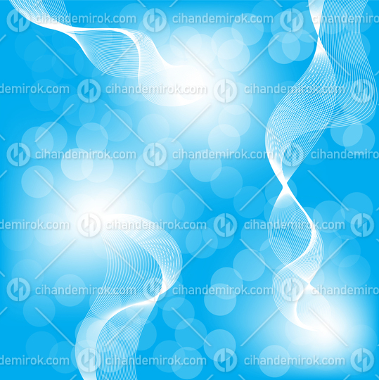 Abstract Light with White Lines over a Blue Bokeh Background