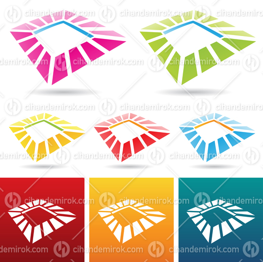 Abstract Striped Colorful Square Frame Icons