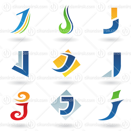 Abstract Vector Icons Based on the Letter J