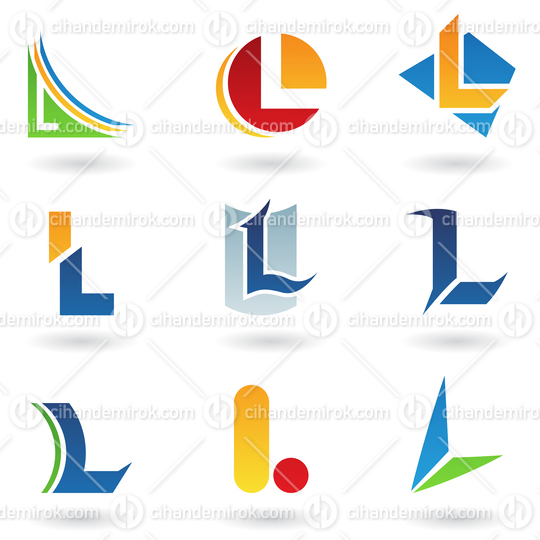 Abstract Vector Icons Based on the Letter L