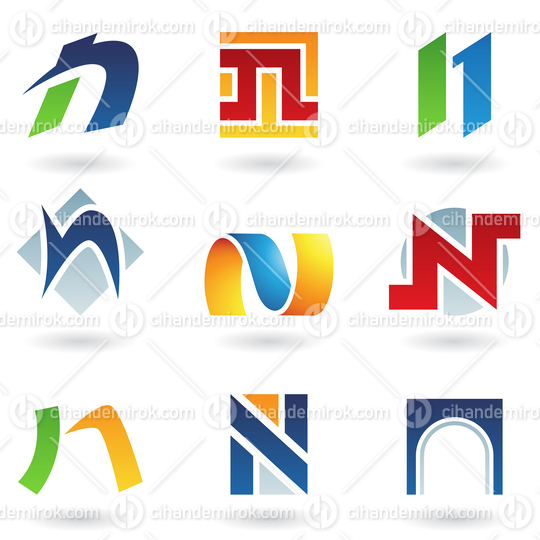 Abstract Vector Icons Based on the Letter N