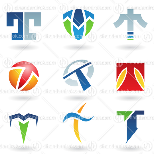 Abstract Vector Icons Based on the Letter T